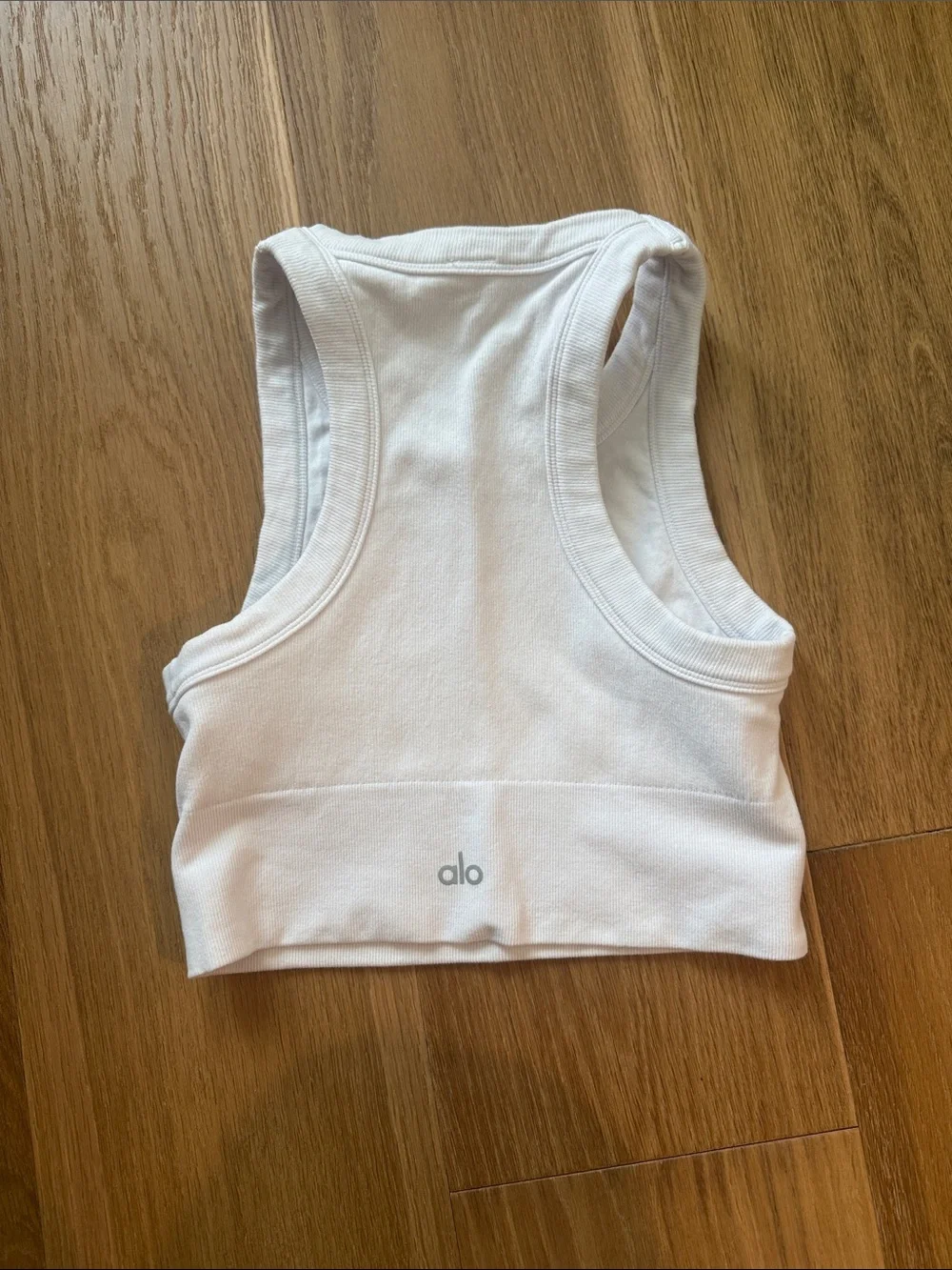 Alo White Ribbed Tank Top